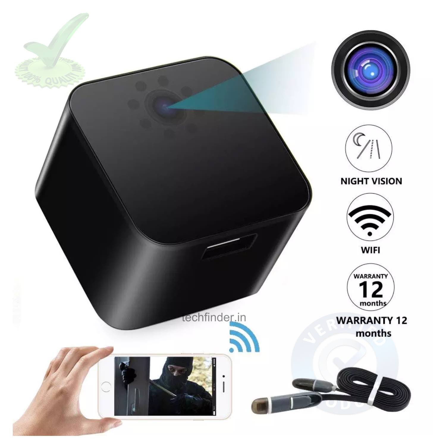 4k Wi-Fi Hidden Spy Camera with Recorder in Charging Adaptor